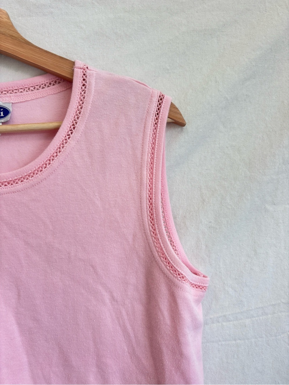 Tabi Pastel Pink Crochet-Trim Sleeveless Tank - Picture 2 of 3
